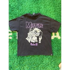 Rebel8 Misfits Graphic T-Shirt Mens XL Black Short Sleeve Punk Streetwear Skull
